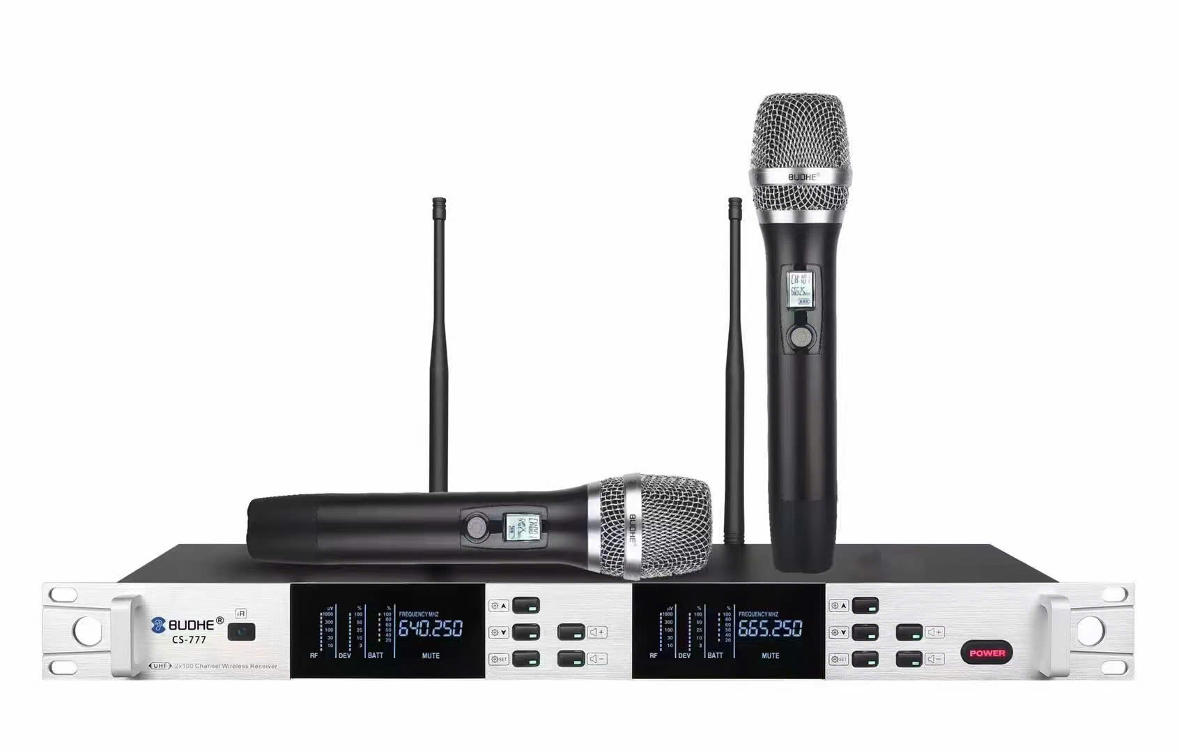 Micro BUDHE cs 777 mặt fay nhôm trắng dùng dàn karaoke gia đình lắp phòng kinh doanh